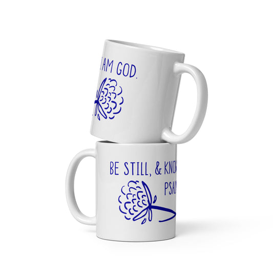 Be Still White glossy mug